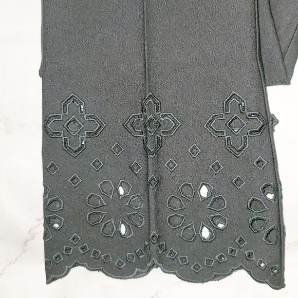 Derek Lam 10 Crosby black laser cut high rise flare capri pants size 10 - Picture 9 of 11